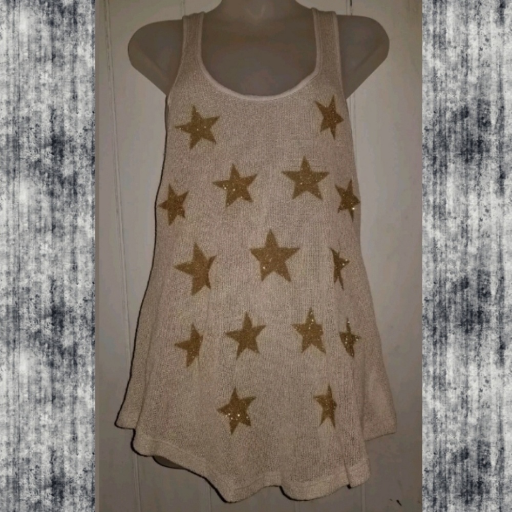 The CLASSIC seeing Stars Sweater Knit Racerback Tank Top Small Xsmall (See Pics)